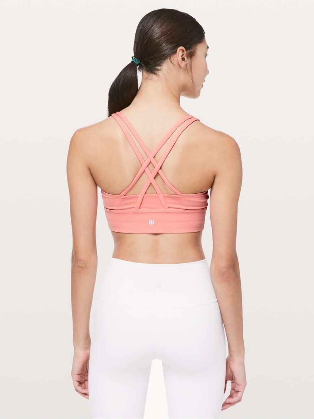 Lululemon Energy Bra Long Line Light Coral Yoga Strappy Gym Medium Support Sz 4